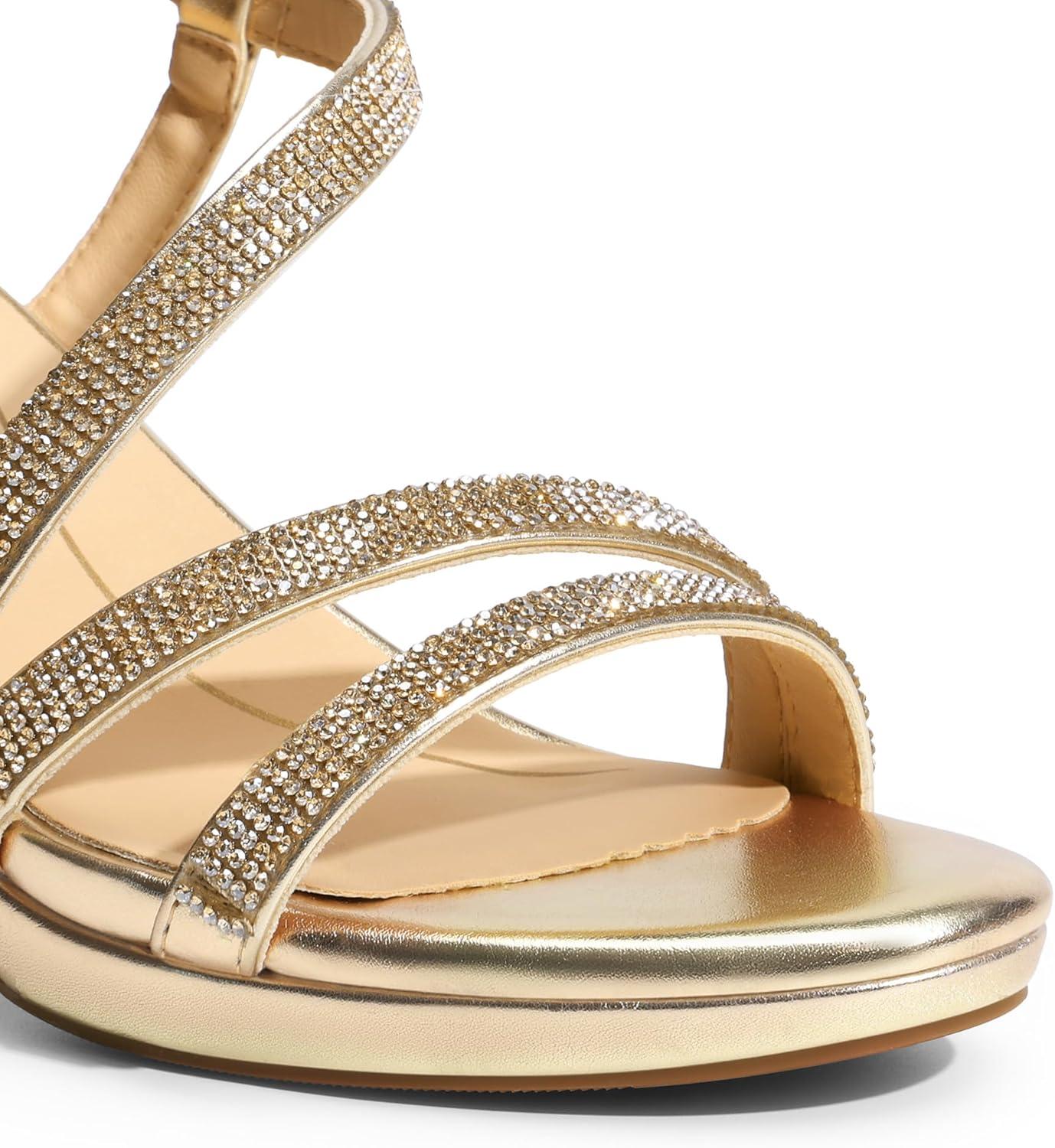 imageDREAM PAIRS Womens Platform Strappy Heels High Heeled Sandals Open Toe Comfortable Dressy Shoes with Adjustable Ankle StrapGold