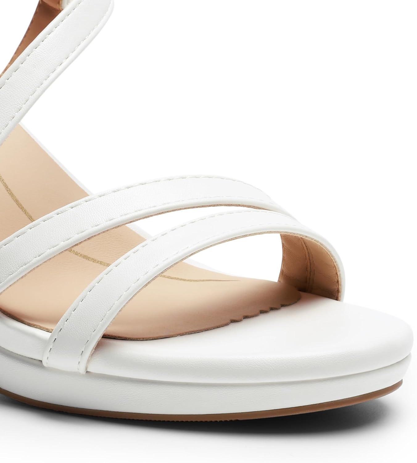 imageDREAM PAIRS Womens Platform Strappy Heels High Heeled Sandals Open Toe Comfortable Dressy Shoes with Adjustable Ankle StrapWhite