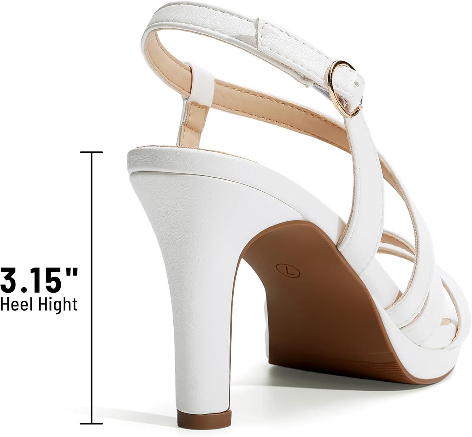 imageDREAM PAIRS Womens Platform Strappy Heels High Heeled Sandals Open Toe Comfortable Dressy Shoes with Adjustable Ankle StrapWhite