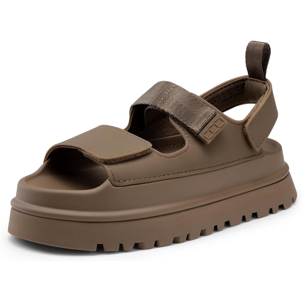 imageDREAM PAIRS Platform Sandals for Women Chunky Open Toe Dress Walking Comfortable Flat Sandals for SummerBrown