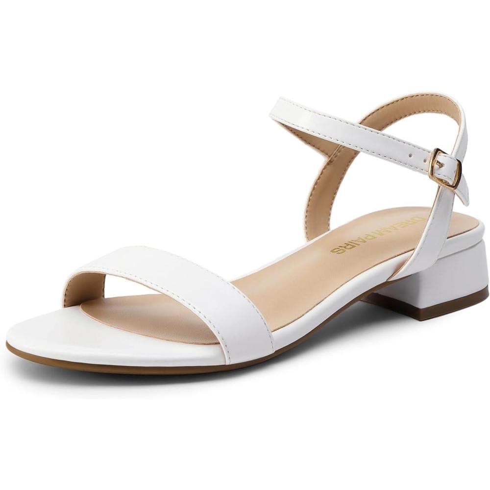 imageDREAM PAIRS Women Black White Nude Clear Sandals Low Heel Dressy Sandals Ankle Strap Open Toe Chunky Block Heeled Summer Classic Comfortable Flat ShoesWhite Classic