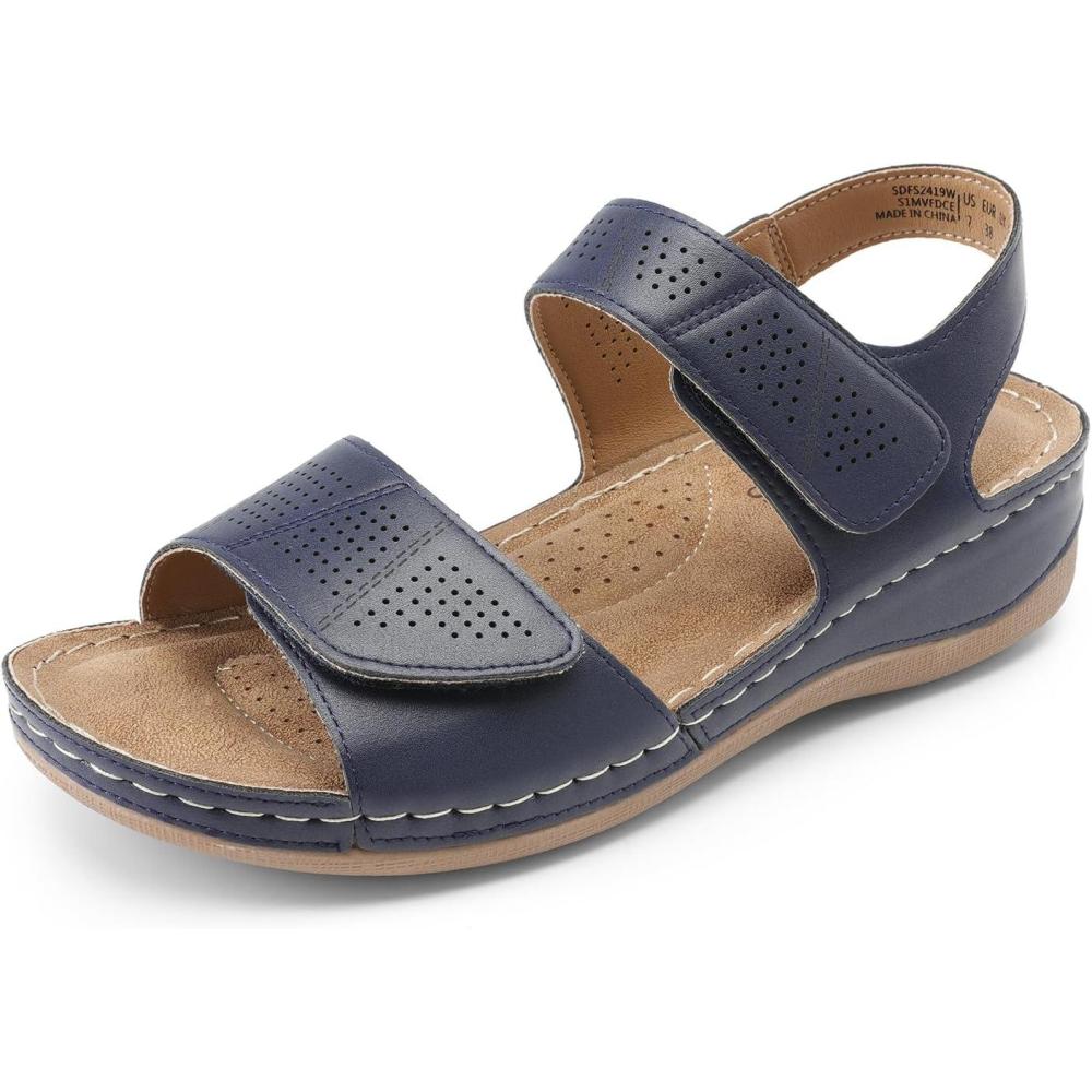 imageDREAM PAIRS Womens Comfortable Dressy Flats Sandals Open Toe One Band Casual Walking Sandals for SummerNavy