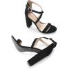 DREAM PAIRS 4 inch High Heels for Women Chunky Block Cross Strap Open Toe Dress Sandals for Wedding Bridal Evening Homecoming Prom(Black)