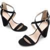DREAM PAIRS 4 inch High Heels for Women Chunky Block Cross Strap Open Toe Dress Sandals for Wedding Bridal Evening Homecoming Prom(Black)