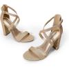 DREAM PAIRS 4 inch High Heels for Women Chunky Block Cross Strap Open Toe Dress Sandals for Wedding Bridal Evening Homecoming Prom(Gold)