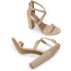 DREAM PAIRS 4 inch High Heels for Women Chunky Block Cross Strap Open Toe Dress Sandals for Wedding Bridal Evening Homecoming Prom(Gold)