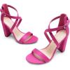 DREAM PAIRS 4 inch High Heels for Women Chunky Block Cross Strap Open Toe Dress Sandals for Wedding Bridal Evening Homecoming Prom(Hot Pink)
