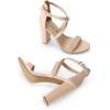 DREAM PAIRS 4 inch High Heels for Women Chunky Block Cross Strap Open Toe Dress Sandals for Wedding Bridal Evening Homecoming Prom(Nude)