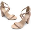 DREAM PAIRS 4 inch High Heels for Women Chunky Block Cross Strap Open Toe Dress Sandals for Wedding Bridal Evening Homecoming Prom(Nude)