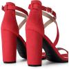 DREAM PAIRS 4 inch High Heels for Women Chunky Block Cross Strap Open Toe Dress Sandals for Wedding Bridal Evening Homecoming Prom(Red)
