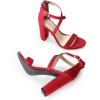DREAM PAIRS 4 inch High Heels for Women Chunky Block Cross Strap Open Toe Dress Sandals for Wedding Bridal Evening Homecoming Prom(Red)