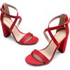 DREAM PAIRS 4 inch High Heels for Women Chunky Block Cross Strap Open Toe Dress Sandals for Wedding Bridal Evening Homecoming Prom(Red)