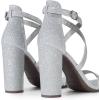 DREAM PAIRS 4 inch High Heels for Women Chunky Block Cross Strap Open Toe Dress Sandals for Wedding Bridal Evening Homecoming Prom(Silver)