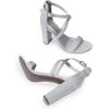 DREAM PAIRS 4 inch High Heels for Women Chunky Block Cross Strap Open Toe Dress Sandals for Wedding Bridal Evening Homecoming Prom(Silver)