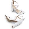 DREAM PAIRS 4 inch High Heels for Women Chunky Block Cross Strap Open Toe Dress Sandals for Wedding Bridal Evening Homecoming Prom(White)