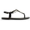 DREAM PAIRS Flat Sandals for Women Dressy Rhinestone T-Strap Thong Flat Sandals for Summers Dress Beach(Black)