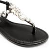 DREAM PAIRS Flat Sandals for Women Dressy Rhinestone T-Strap Thong Flat Sandals for Summers Dress Beach(Black)