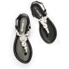 DREAM PAIRS Flat Sandals for Women Dressy Rhinestone T-Strap Thong Flat Sandals for Summers Dress Beach(Black)