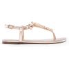 DREAM PAIRS Flat Sandals for Women Dressy Rhinestone T-Strap Thong Flat Sandals for Summers Dress Beach(Champagne/Gold)