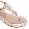 DREAM PAIRS Flat Sandals for Women Dressy Rhinestone T-Strap Thong Flat Sandals for Summers Dress Beach(Champagne/Gold)