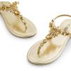 DREAM PAIRS Flat Sandals for Women Dressy Rhinestone T-Strap Thong Flat Sandals for Summers Dress Beach(Gold)