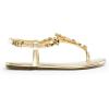 DREAM PAIRS Flat Sandals for Women Dressy Rhinestone T-Strap Thong Flat Sandals for Summers Dress Beach(Gold)