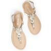 DREAM PAIRS Flat Sandals for Women Dressy Rhinestone T-Strap Thong Flat Sandals for Summers Dress Beach(Nude)
