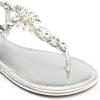 DREAM PAIRS Flat Sandals for Women Dressy Rhinestone T-Strap Thong Flat Sandals for Summers Dress Beach(Silver)