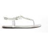 DREAM PAIRS Flat Sandals for Women Dressy Rhinestone T-Strap Thong Flat Sandals for Summers Dress Beach(Silver)