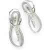 DREAM PAIRS Flat Sandals for Women Dressy Rhinestone T-Strap Thong Flat Sandals for Summers Dress Beach(Silver)