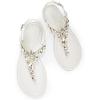 DREAM PAIRS Flat Sandals for Women Dressy Rhinestone T-Strap Thong Flat Sandals for Summers Dress Beach(White)