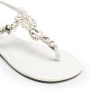 DREAM PAIRS Flat Sandals for Women Dressy Rhinestone T-Strap Thong Flat Sandals for Summers Dress Beach(White)