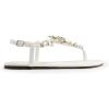 DREAM PAIRS Flat Sandals for Women Dressy Rhinestone T-Strap Thong Flat Sandals for Summers Dress Beach(White)