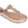 DREAM PAIRS Flip Flops for Women Dressy Rhinestone T-Strap Thong Sandals for Summers Dress Beach(Champagne)
