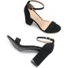 DREAM PAIRS Heels for Women Chunky Block Heel Open Toe Ankle Strap 3.5 Inch Heeled Sandals for Party Date Wedding(Black-nubuck)