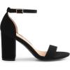 DREAM PAIRS Heels for Women Chunky Block Heel Open Toe Ankle Strap 3.5 Inch Heeled Sandals for Party Date Wedding(Black-nubuck)