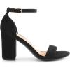 DREAM PAIRS Heels for Women Chunky Block Heel Open Toe Ankle Strap 3.5 Inch Heeled Sandals for Party Date Wedding(Black-suede)