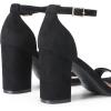 DREAM PAIRS Heels for Women Chunky Block Heel Open Toe Ankle Strap 3.5 Inch Heeled Sandals for Party Date Wedding(Black-suede)