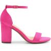 DREAM PAIRS Heels for Women Chunky Block Heel Open Toe Ankle Strap 3.5 Inch Heeled Sandals for Party Date Wedding(Hot Pink)