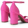 DREAM PAIRS Heels for Women Chunky Block Heel Open Toe Ankle Strap 3.5 Inch Heeled Sandals for Party Date Wedding(Hot Pink)