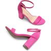 DREAM PAIRS Heels for Women Chunky Block Heel Open Toe Ankle Strap 3.5 Inch Heeled Sandals for Party Date Wedding(Hot Pink)