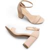 DREAM PAIRS Heels for Women Chunky Block Heel Open Toe Ankle Strap 3.5 Inch Heeled Sandals for Party Date Wedding(Nude-nubuck)