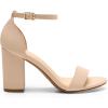 DREAM PAIRS Heels for Women Chunky Block Heel Open Toe Ankle Strap 3.5 Inch Heeled Sandals for Party Date Wedding(Nude-nubuck)