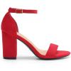 DREAM PAIRS Heels for Women Chunky Block Heel Open Toe Ankle Strap 3.5 Inch Heeled Sandals for Party Date Wedding(Red)