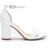 DREAM PAIRS Heels for Women Chunky Block Heel Open Toe Ankle Strap 3.5 Inch Heeled Sandals for Party Date Wedding(White)