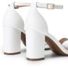 DREAM PAIRS Heels for Women Chunky Block Heel Open Toe Ankle Strap 3.5 Inch Heeled Sandals for Party Date Wedding(White)