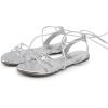 DREAM PAIRS Lace-up Gladiator Sandals Strappy Dressy Summer Flat Sandals for Women(Silver)