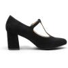 DREAM PAIRS Low Chunky Heels for Women T-Strap Mary Jane Pumps Wedding Dress Shoes(Black)