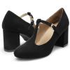 DREAM PAIRS Low Chunky Heels for Women T-Strap Mary Jane Pumps Wedding Dress Shoes(Black)