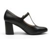 DREAM PAIRS Low Chunky Heels for Women T-Strap Mary Jane Pumps Wedding Dress Shoes(Black/Pu)